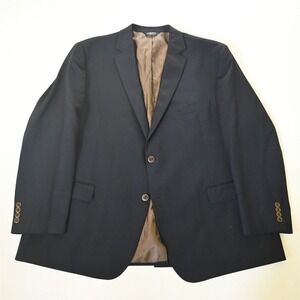 Joseph & Feiss 50R Navy Blue Gold Button 100% Wool Blazer Suit Jacket Sport Coat